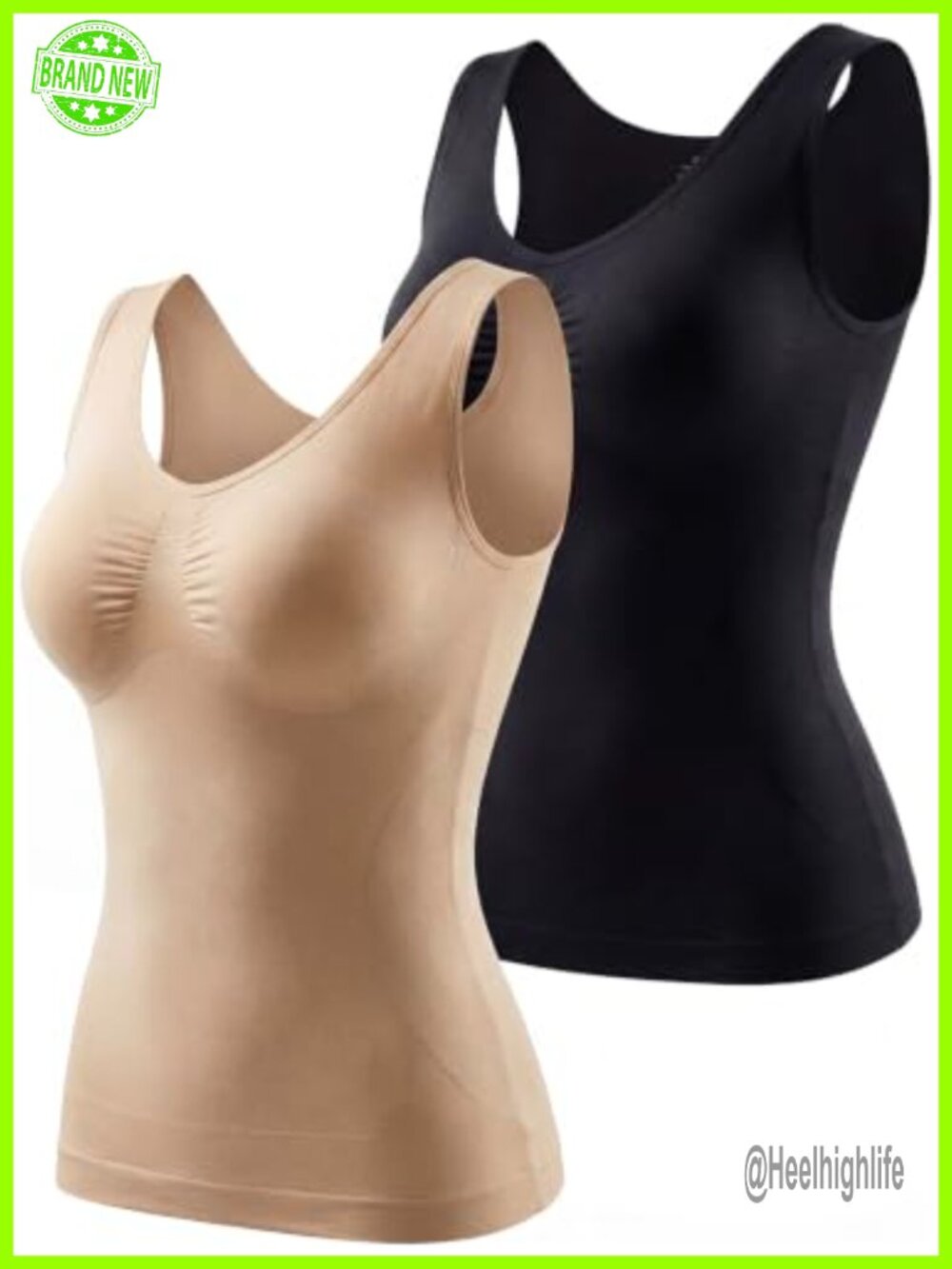 Seamless Shapewear Tank Top Tummy Control Nylon Spandex Compression Undershirt